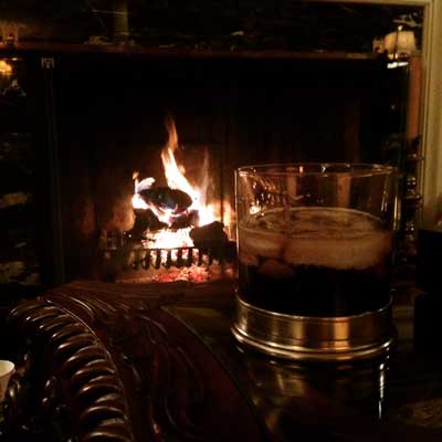 fireplace and whiskey image